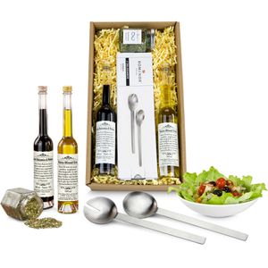 Böttcher-AG Geschenkset Salat-Duett, Salatbesteck, Balsamico Essig, Olivenöl & Kräuter