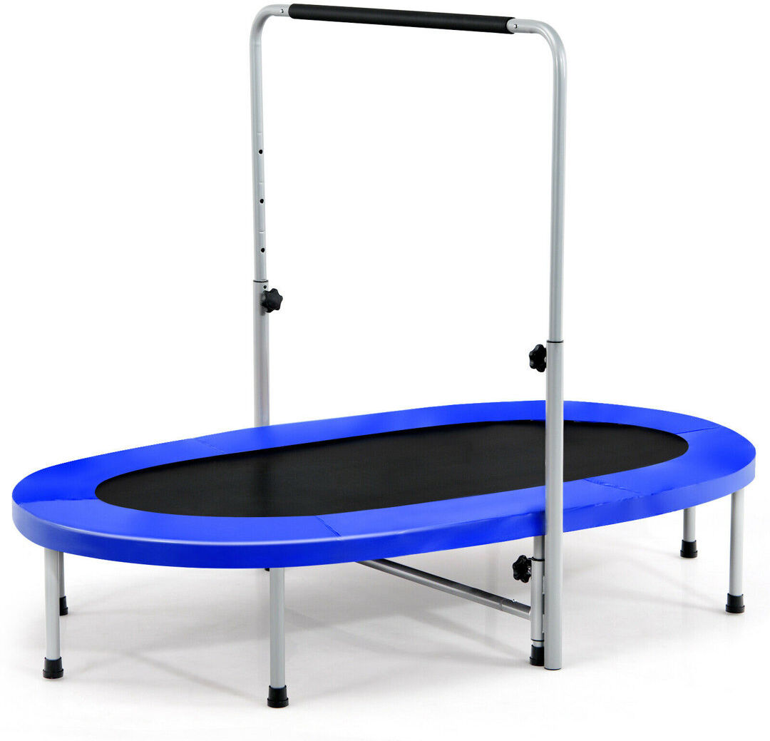 Trejo Freeport Park 127cm Round Fitness Trampoline with Handlebar Blue 91.4cm H X 127cm W X 90.2cm D