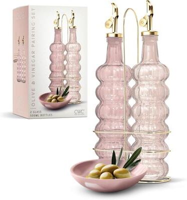 COOK WITH COLOR Glass Olive Oil Bottle Dispenser - 2 Pack- 17oz Oil and Vinegar Carafe Decanter