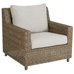 Gartensessel Sandkorn mit Kissen, aus Kunst-Rattan und Olefin-Stoff, klassisch, natur, mit Armlehne