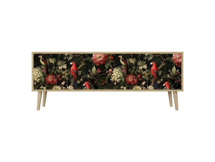 Healancy Biomedical TV Schrank mit Türen - Kommode - Fernsehschrank - Lowboard - Fernsehtisch - Wohnzimmer Möbel - Board mit Stauraum - Tisch - Sideboard - Fernsehrregal Riva-Eiche