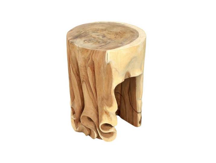 Licht-Erlebnisse Hocker BALI, Holz massiv B: 35 cm Handarbeit Unikat Schnitzereien