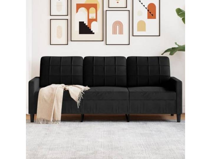 HEFZGDB 3-Sitzer-Sofa Schwarz 180 cm Samt Modernes Design mit Metallgestell und Komfortabler Polsterung für Wohnzimmer Entspannung