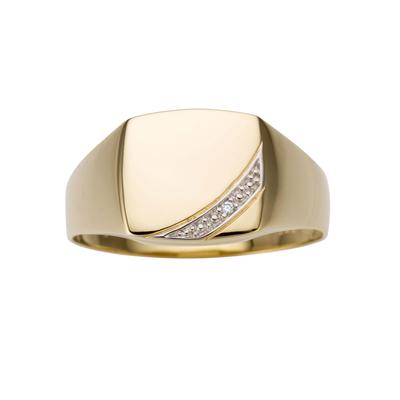 Goldring FIRETTI "Schmuck Geschenk Gold 333 Herrenring Goldring Siegelring" Gr. 21, weiß (gelbgoldfarben, weißgoldfarben), Fingerringe, Herren, 21, 0,01 P2 = erkennbare Einschlüsse, Diamanten Gelbgold 333, 11mm, Diamanten, Gelbgold 333, Goldring,...
