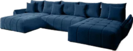 FurMeb24 Sofa BASTO Modernes U-f¶rmiges Ecksofa 380x190 mit Schlaffunktion, Bettzeugbeh€lter, Kissen, Monolith Premium Stoff, Marineblau