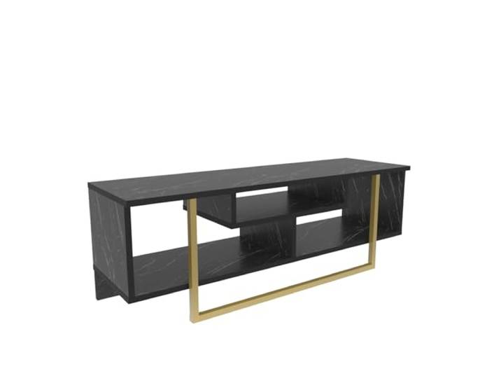 Moderner TV-Ständer in elegantem Marmor-Design, Schwarz & Gold, 120 x 35,2 x 40,2 cm 100% melaminbeschichtete Spanplatte, 18 mm stark Stilvoll & funktional