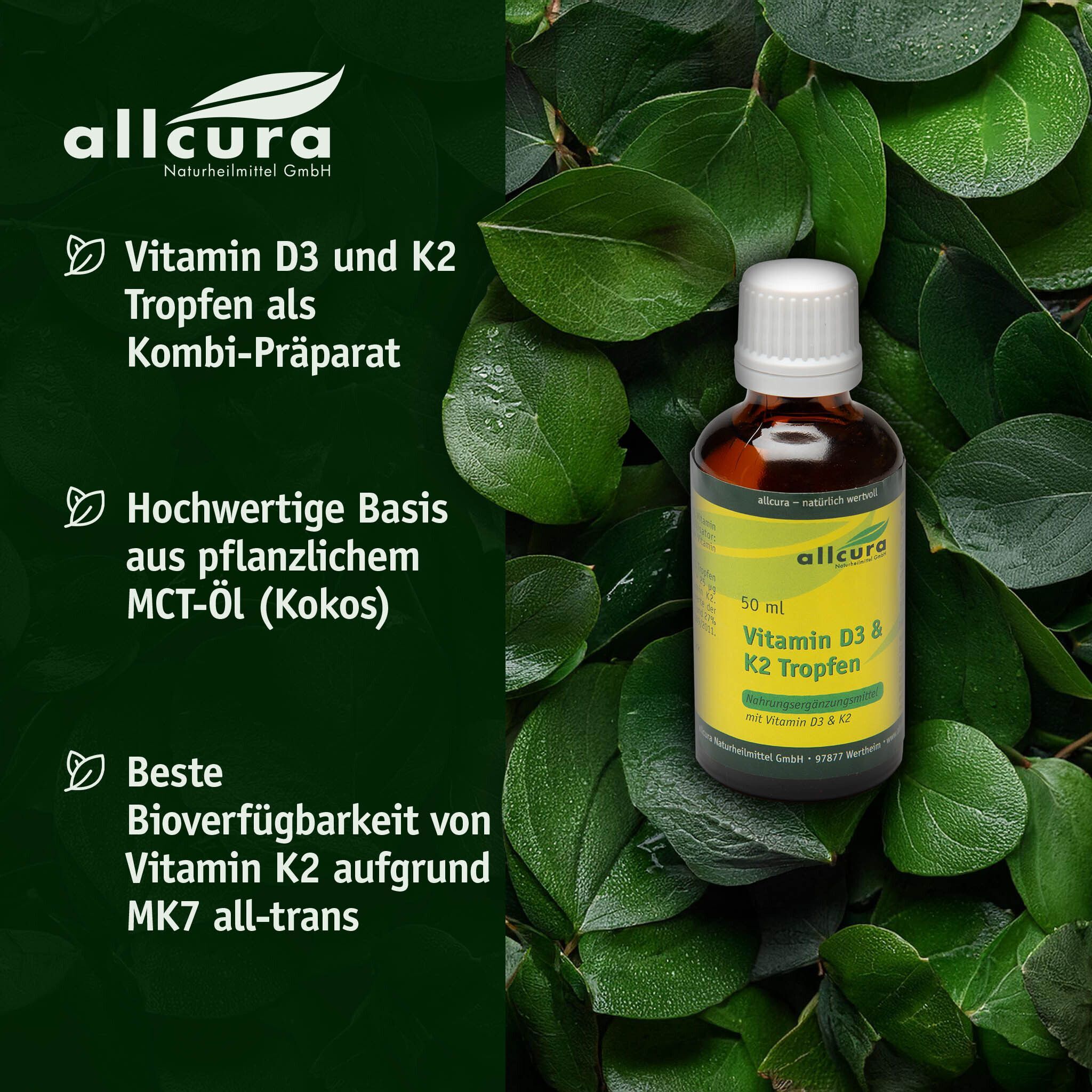 allcura Vitamin D3 & K2 Tropfen 1000 I.e./20 µg je 50 ml