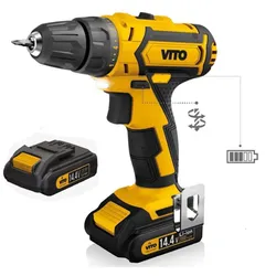 14,4 V Akku-Bohrmaschine 2 Lithium-Akkus 2 Ah 1-Stunden-Schnellladegerät LED und Ladeanzeige VITO