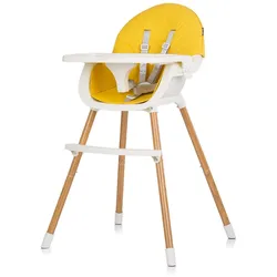 Chipolino Kinderhochstuhl Rio 2 in 1, Kinderstuhl rutschfeste Beine 5-Punkt-Gurt gelb weiß