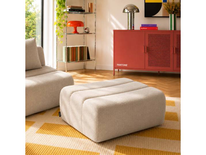 Pouf 1 place tissu taupe