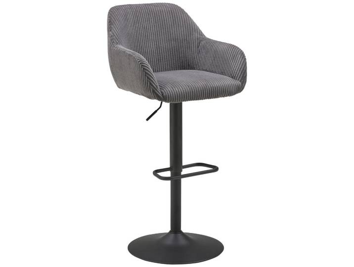 Livetastic Barhocker, Grau, Schwarz, Metall, Textil, Drehkreuz, 44x95-117x55 cm, inklusive Armlehnen, Esszimmer, Barmöbel, Barhocker