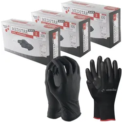 Vasalat, Schutzhandschuhe, Einweghandschuhe Nitril Med EN 374-1 schwarz Gr.S 300 Stück (S)