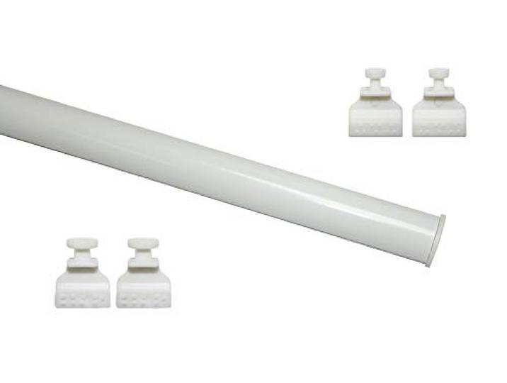 GARDINIA Unterprofil zum Klipsen, Für Flächenvorhänge, Aluminium, Weiß 60 cm, Inklusive Klebestreifen, Inklusive 2 Paar Gleiter, Ideal zur Beschwerung, Einfache Befestigung