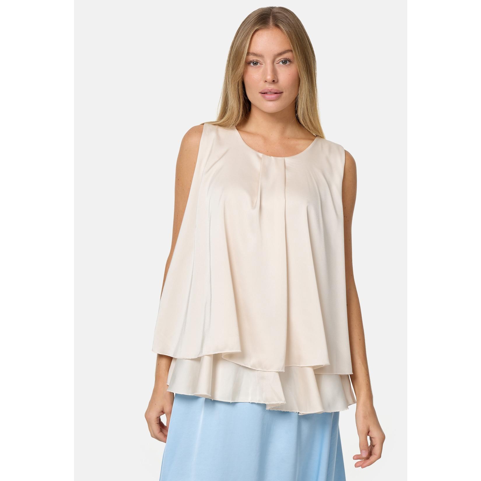PM SELECTED Blusentop Sommerlicher Sleeveless Overlay Satin Top in Einheitsgröße PM30