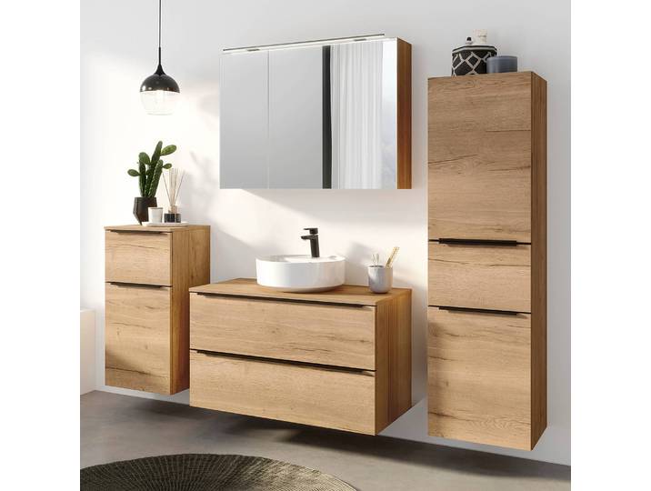 Badezimmerset MYBA XLI 4-teilig 190cm Braun/Eiche Dekor