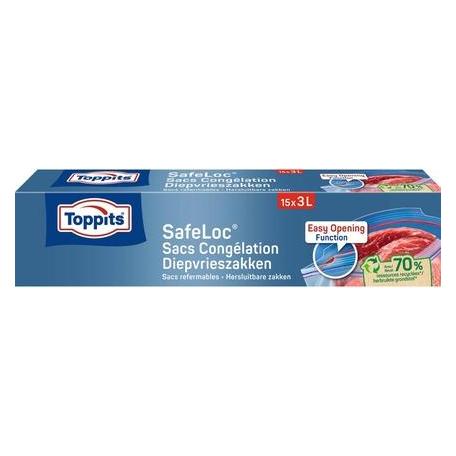 Toppits Safeloc Zipper-Gefrierbeutel 3 Liter 15 (15x) (4008871209818)