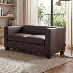 2er Sofa Couch Loungesofa Lille ~ Kunstleder, coffee