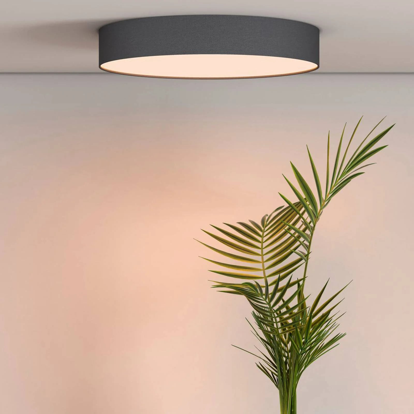 Calex Smart Fabric Slimme Plafondlamp, Zwart, Modern, Dimbaar, RGBW, Rond