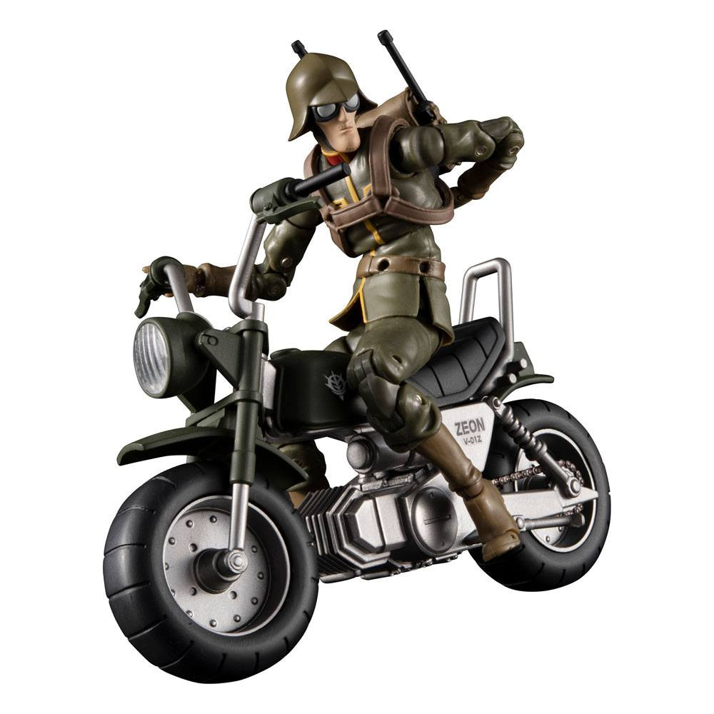 Megahouse Mobile Suit Gundam Prinsdom Zeon soldaat, generaal en motorfiets figuur, zilver, 10 cm