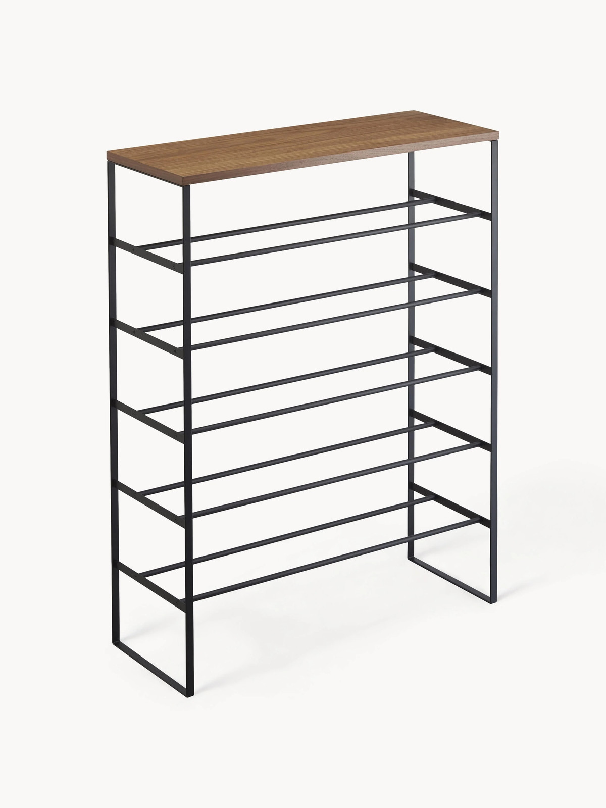 Yamazaki schoenenrek zwart met houten details, B: 25 cm, D: 25 cm, H: 87 cm