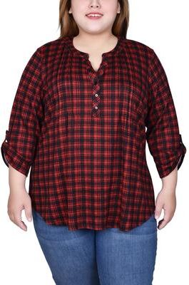 NY COLLECTION 3/4 Roll Sleeve Top