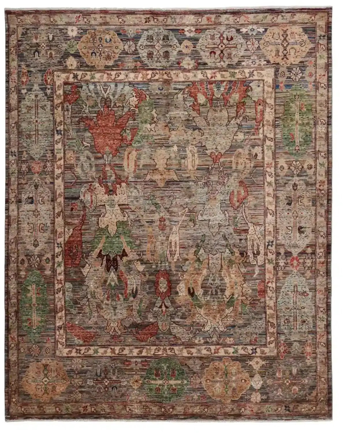 Handgemaakt Art Deco Geometrisch Kleed van Wol