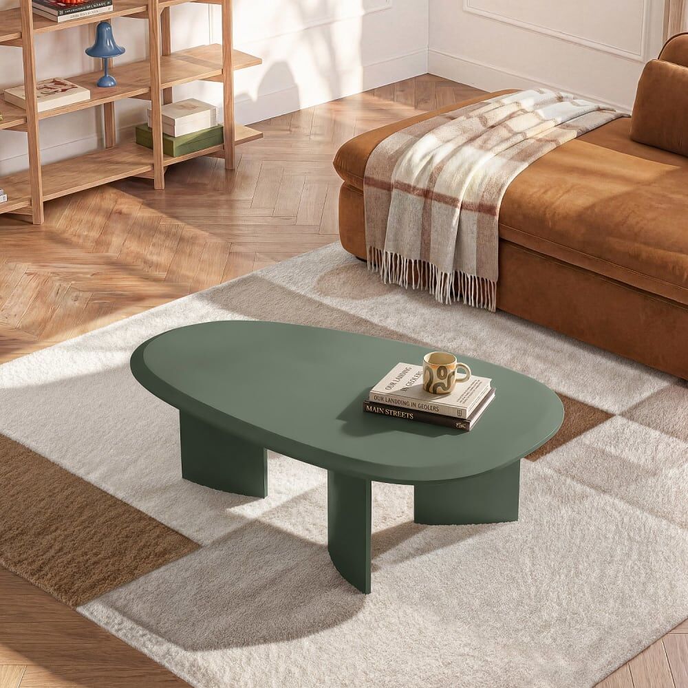 Habitat Table basse organique finition mate - vert argile Vert 110x36x73cm