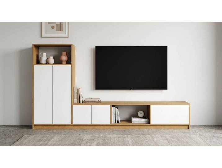 TV-Regal - TV-Schrank o. TV-Kommode mit vielen Optionen Echtholz Furnier Eiche geölt