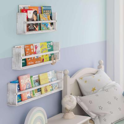 Wallniture Polynez Floating Bookshelf for Wall, Kitchen Shelves for Wall Decor, 3pcs Multisize 24''-30''-36'' Burnt White