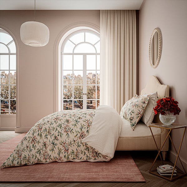 V&A; Peony Blossom Duvet Cover Set Blush & Jade