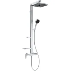 Ideal Standard Duschsystem CeraflowAlu+ mit Brausearm. 2 Ablagen, 2-fach-Handbrause und eckiger 2-fa BE204SI