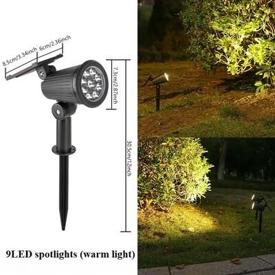 Uplift Essentials Solar Garden Spotlight Outdoor Waterproof 9 LED warm Light