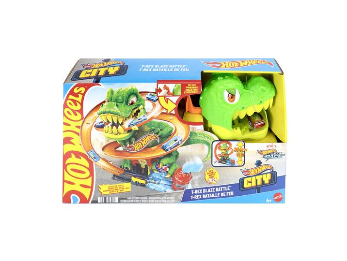 hot wheels-t-rex bataille de feu-coffret dinosaure avec camion