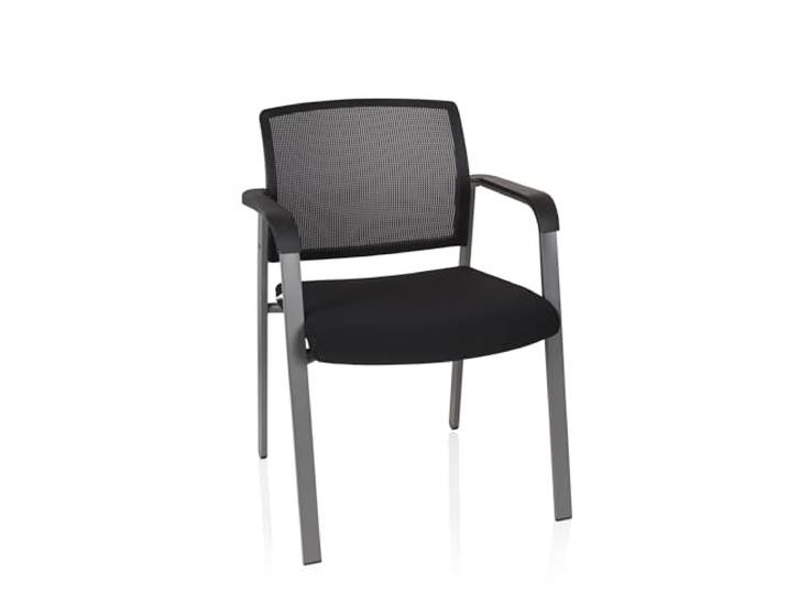 hjh OFFICE 738105 Chaise Visiteur Meet Tissu/Filet Noir Chaise rembourrée avec accoudoirs\, Chaise de conférence empilable