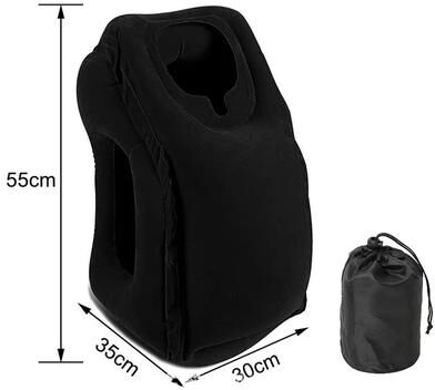DynamicDeals CloudRest Inflatable Travel Pillow For Airplanes, Office Naps & Outdoor Adventures blck