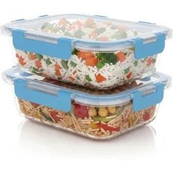 Arendo Frischhaltedose, Lunchbox rechteckig, lebensmittelecht, gefrier- & spülmaschinenfest, blau