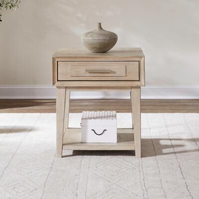 Liberty Furniture Brentwood Drawer End Table - Sandstone Brown Oak Wood - W22 x D25 x H24