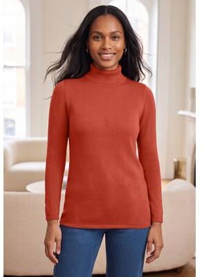 Plus Size Women's Carefree Cashmere Turtleneck by Jessica London in Burnt Red (Size 12) Sweater