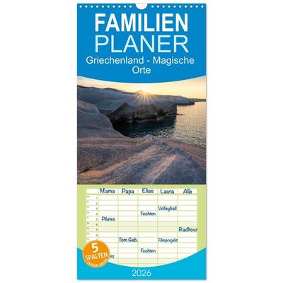 Familienplaner 2026 - Griechenland - Magische Orte mit 5 Spalten (Wandkalender, 21 x 45 cm) CALVENDO