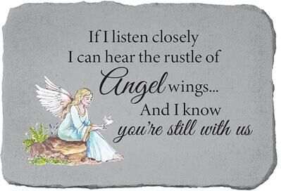 If I Listen Closely Angel Garden Memorial Accent Stone by Kay Berry in Grey