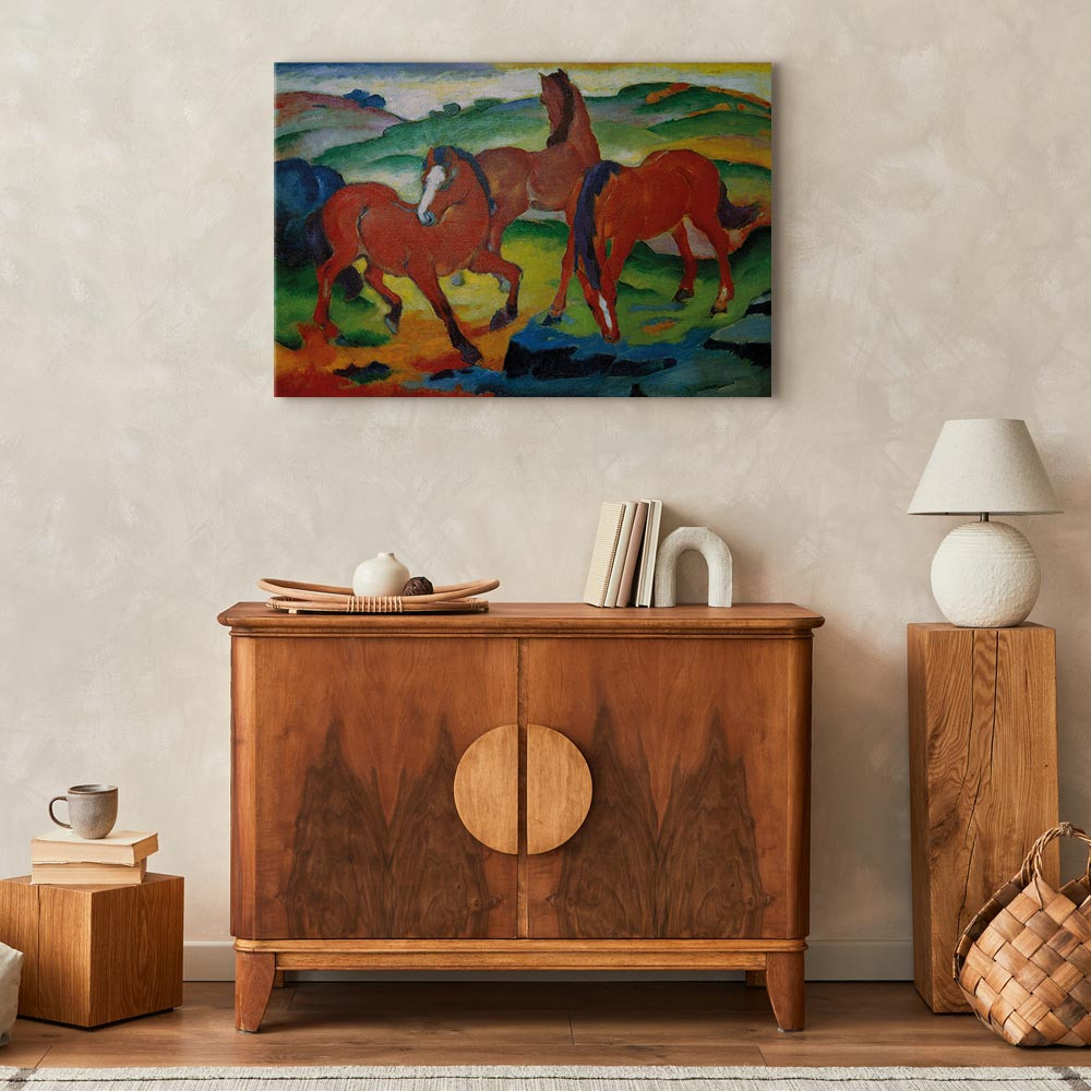 home24 Canvas afbeelding The Red Horses, bruin, 90 x 60 cm