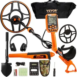 VEVOR Metalldetektor Profi, Metal Detector mit 30 cm Suchspule, 7 Mode, IP68 Tauchtiefe bis zu 3 m Goldsucher mit Verstellbarem Griff Golddetektor inkl. Bluetooth-Headset Präzisions-Ortungsgerät
