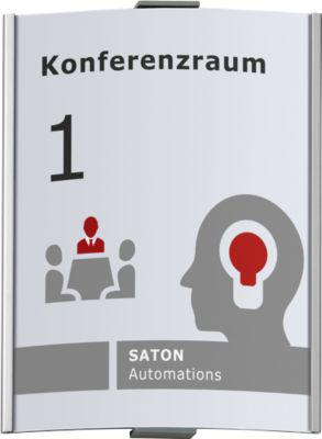 moedel Türschild Frankfurt, Aluminiumrahmen, eloxiert, individuell beschriftbar, Klebemontage, B 148 x H 155 mm, silber