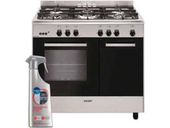 GLEM Cuisinière piano de cuisson 5 foyers Brûleurs gaz inox 90x60cm Four catalyse Gazinière 66L