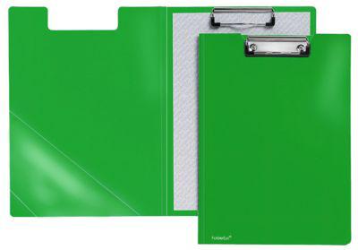 Klemmbrett-Mappe A4, Klemme mit Kunststoffecken, Dreiecks-Klarsichttasche innen, PP, grün