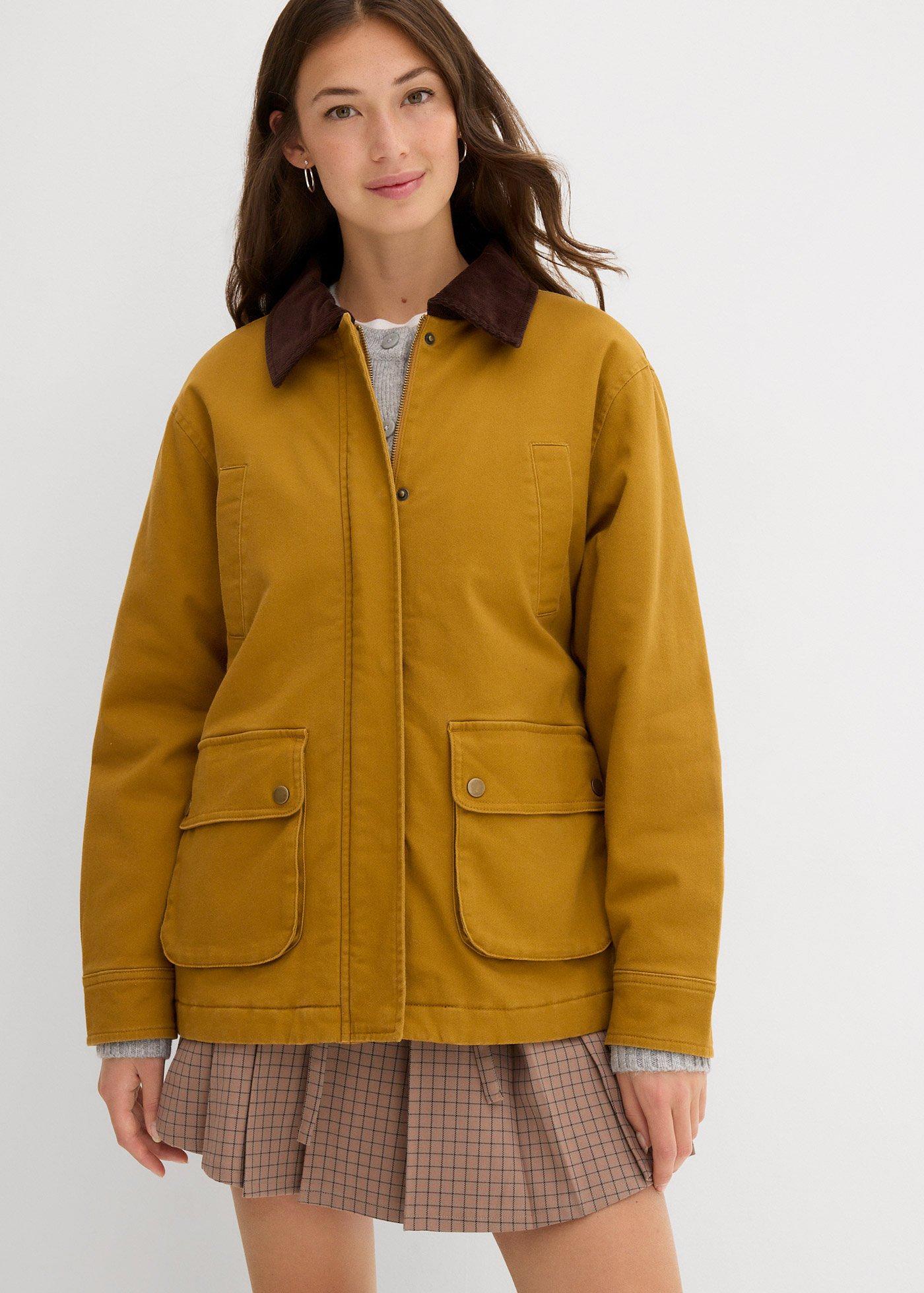 bonprix Oversize-Parka, braun, Gr.50, Gefütterter Oversize-Parka mit Cordkragen und Taschen, 98% Baumwolle