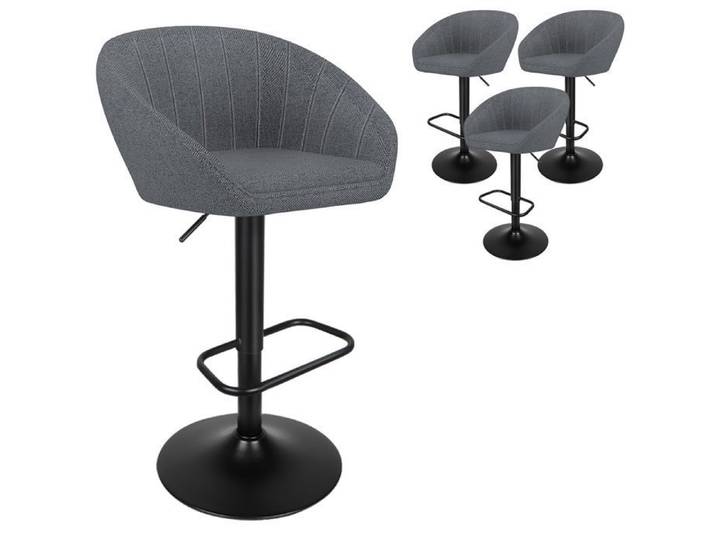 Lot de 4 Tabouret Bar - MIPAN - Tabouret Cuisine Pivotante en Velours - Réglable en Hauteur - Gris foncé