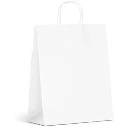 Inoverse 250 stk Papiertüten mit Papierkordel, 22+10X28 Papiertragetaschen, Weiß Geschenktüten, Papiertaschen