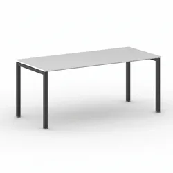 Bürotisch PRIMO SQUARE 180x80 cm, schwarzes Metallgestell, weiß