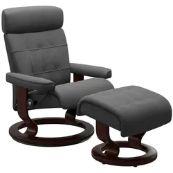 Stressless Sessel mit Hocker Erik Classic Leder Grau Batick Grey L (Large)